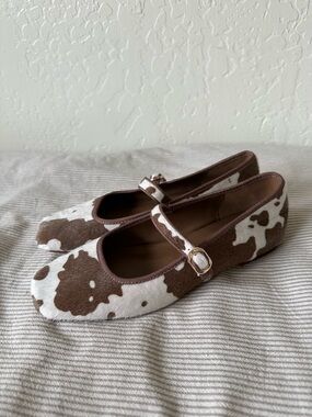 Cow-Print Mary Jane Flats